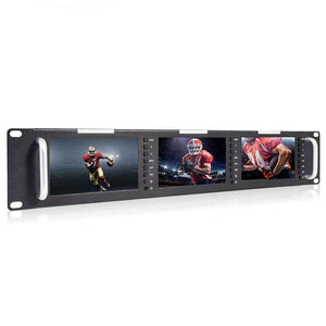 FEELWORLD T51 TRIPLE 5 INCH 2RU LCD RACK MOUNT WITH SDI HDMI AV INPUT AND OUTPUT BROADCAST MONITORS - Feelworld