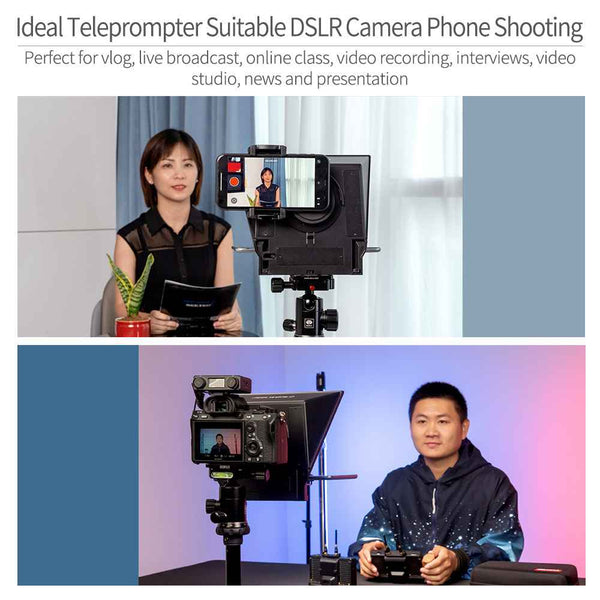 FEELWORLD TP2A PORTABLE 8" TELEPROMPTER SUPPORTS TABLET PROMPTING SMARTPHONE DSLR SHOOTING - Feelworld