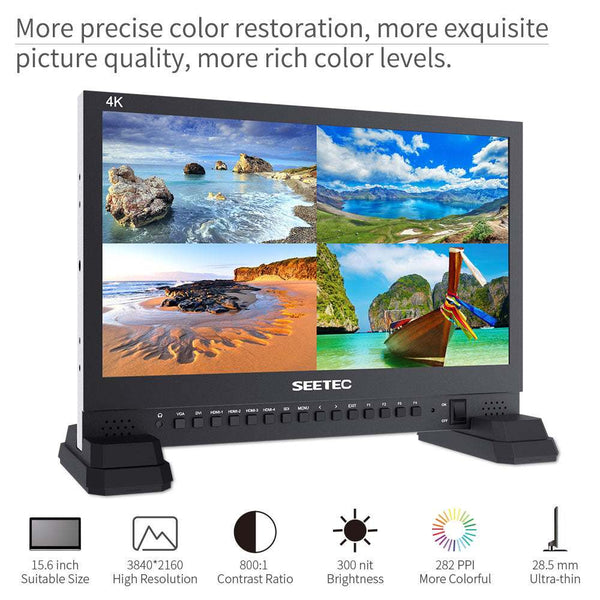 SEETEC 4K156-9HSD 15.6 INCH 4K 3840X2160 DIRECTOR BROADCAST MONITOR SDI 4 HDMI INPUT QUAD DISPLAY - Feelworld