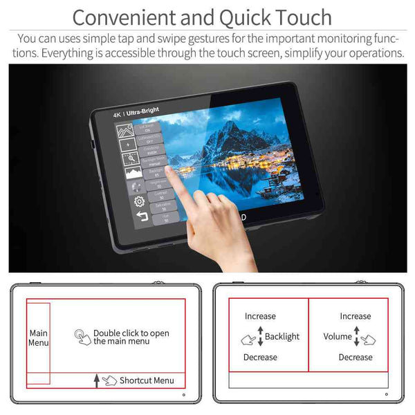 FEELWORLD LUT7 PRO 7 INCH 2200NITS DSLR CAMERA FIELD MONITOR LUT TOUCH F970 EXTERNAL KIT HDMI - Feelworld