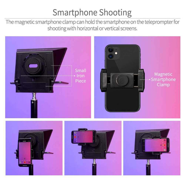 FEELWORLD TP2A PORTABLE 8" TELEPROMPTER SUPPORTS TABLET PROMPTING SMARTPHONE DSLR SHOOTING - Feelworld