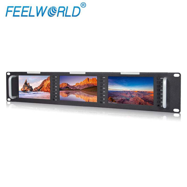 FEELWORLD T51 TRIPLE 5 INCH 2RU LCD RACK MOUNT WITH SDI HDMI AV INPUT AND OUTPUT BROADCAST MONITORS - Feelworld