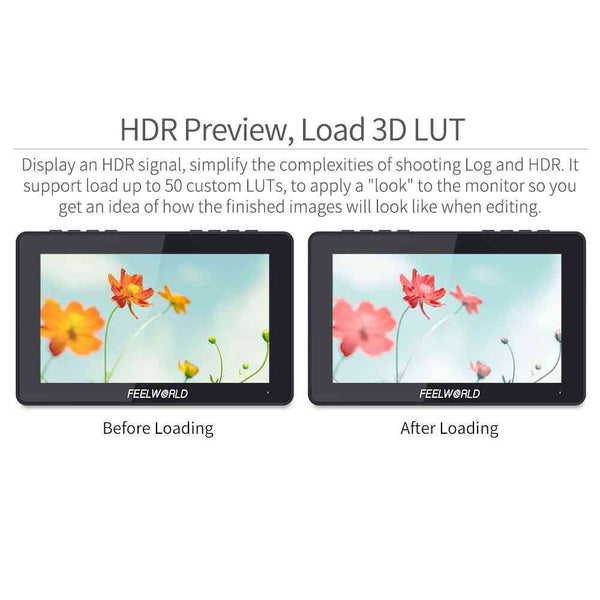 FEELWORLD LUT7S PRO 7 INCH 2200NITS DSLR CAMERA FIELD MONITOR 3D LUT TOUCH 4K HDMI 3G-SDI F970 KIT - Feelworld