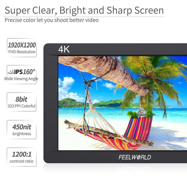 FEELWORLD FW703 7 INCH IPS 3G SDI DSLR CAMERA FIELD MONITOR FULL HD 1920X1200 4K HDMI VIDEO ASSIST - Feelworld