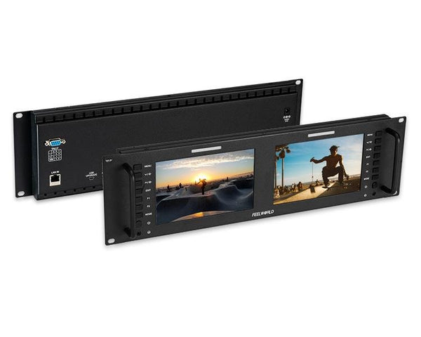 FEELWORLD D71 PLUS DUAL 7" 3RU RACK MOUNT MONITOR 4K HDMI SDI 1920X1200 IPS