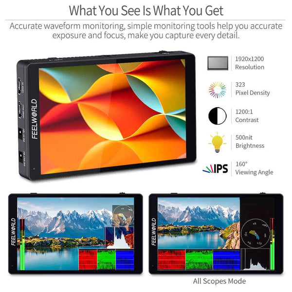 FEELWORLD F7 PRO 7 INCH 3D LUT TOUCHSCREEN DSLR CAMERA FIELD DIRECTOR AC MONITOR 1920X1200 IPS PANEL - Feelworld