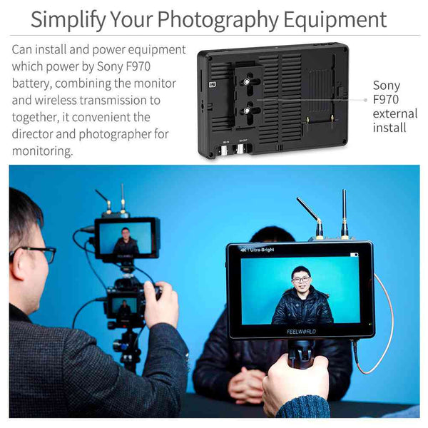 FEELWORLD LUT7S PRO 7 INCH 2200NITS DSLR CAMERA FIELD MONITOR 3D LUT TOUCH 4K HDMI 3G-SDI F970 KIT - Feelworld