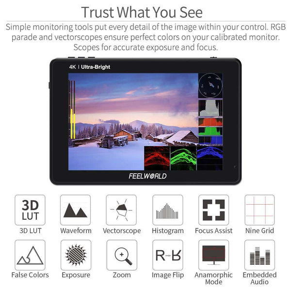 FEELWORLD LUT7 7 INCH ULTRA BRIGHT 2200NIT TOUCH SCREEN CAMERA DSLR FIELD MONITOR WITH 3D LUT - Feelworld