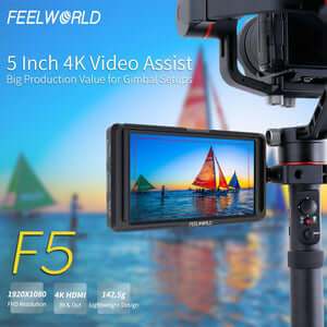 FEELWORLD F5 5 INCH SMALL 4K HDMI DSLR ON CAMERA MONITOR FULL HD 1920X1080 PEAKING ASSIST DC OUT - Feelworld