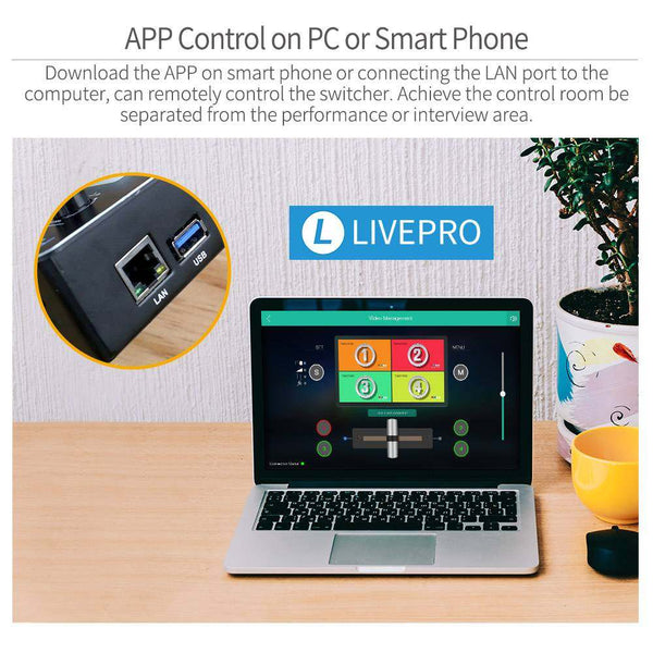 FEELWORLD LIVEPRO L1 MULTI CAMERA VIDEO MIXER SWITCHER 4 HDMI INPUT USB3.0 LCD DISPLAY LIVE STREAM - Feelworld