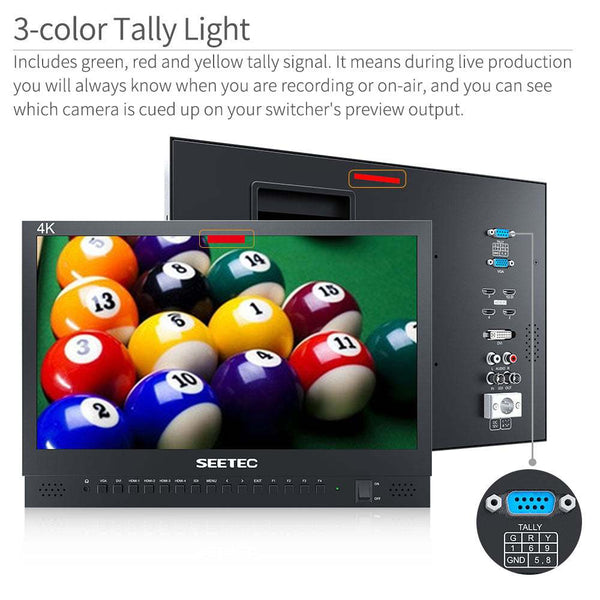 SEETEC 4K156-9HSD 15.6 INCH 4K 3840X2160 DIRECTOR BROADCAST MONITOR SDI 4 HDMI INPUT QUAD DISPLAY - Feelworld