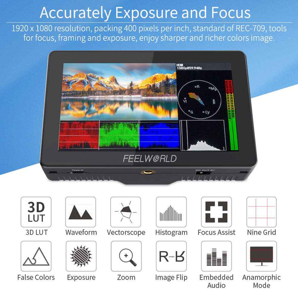 FEELWORLD FT6 FR6 5.5 INCH WIRELESS VIDEO TRANSMISSION with accurate exposure and focus