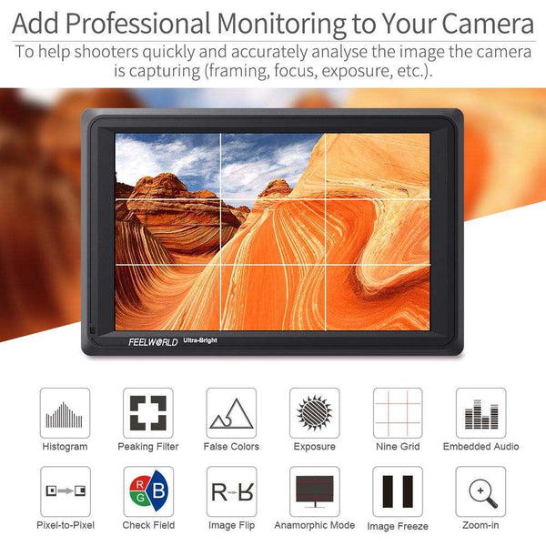 FEELWORLD FW279S 7 INCH ULTRA BRIGHT 2200NIT DAYLIGHT VIEWABLE DSLR CAMERA FIELD MONITOR SDI 4K HDMI - Feelworld