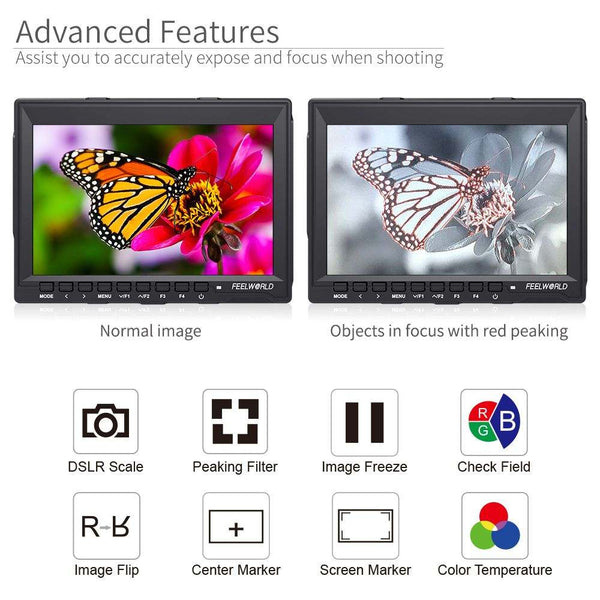 FEELWORLD FW759 7 INCH SLIM DSLR CAMERA FIELD MONITOR HD VIDEO ASSIST IPS 1280X800 4K HDMI AV - Feelworld