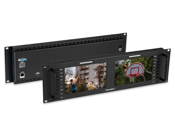 FEELWORLD D71 PLUS-H DUAL 7" 3RU RACK MOUNT MONITOR 4K HDMI 1920X1200 IPS