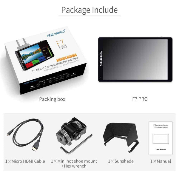 FEELWORLD F7 PRO 7 INCH 3D LUT TOUCHSCREEN DSLR CAMERA FIELD DIRECTOR AC MONITOR 1920X1200 IPS PANEL - Feelworld