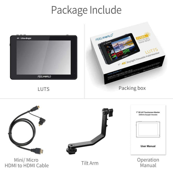 FEELWORLD LUT7 7 INCH ULTRA BRIGHT 2200NIT TOUCH SCREEN CAMERA DSLR FIELD MONITOR WITH 3D LUT - Feelworld