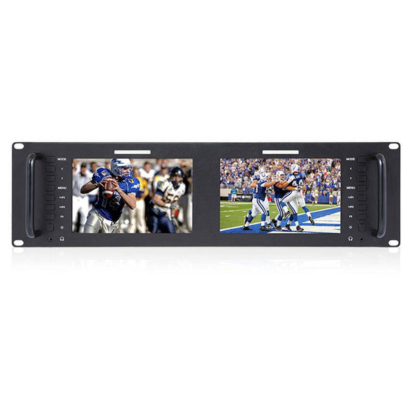 FEELWORLD D71 DUAL 7 INCH 3RU BROADCAST SDI RACK MOUNT MONITOR IPS 3G SDI HDMI AV INPUT AND OUTPUT - Feelworld
