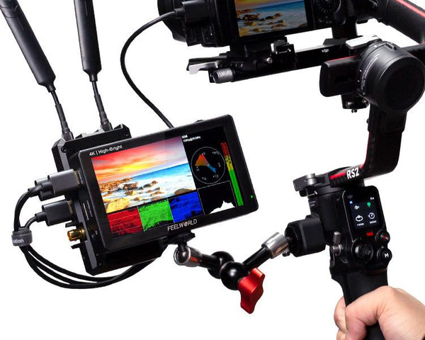 FEELWORLD LUT5E 5.5 INCH HIGH BRIGHTNESS 1600NIT TOUCH SCREEN DSLR CAMERA FIELD MONITOR F970 EXTERNAL POWER AND INSTALL KIT