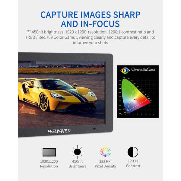 FEELWORLD T7 PLUS 7 INCH 3D LUT DSLR CAMERA FIELD MONITOR WITH WAVEFORM 4K HDMI ALUMINUM HOUSING - Feelworld