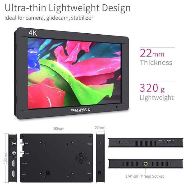 FEELWORLD FW703 7 INCH IPS 3G SDI DSLR CAMERA FIELD MONITOR FULL HD 1920X1200 4K HDMI VIDEO ASSIST - Feelworld