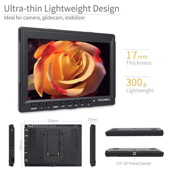 FEELWORLD FW759 7 INCH SLIM DSLR CAMERA FIELD MONITOR HD VIDEO ASSIST IPS 1280X800 4K HDMI AV - Feelworld