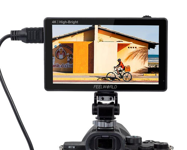 FEELWORLD LUT5E 5.5 INCH HIGH BRIGHTNESS 1600NIT TOUCH SCREEN DSLR CAMERA FIELD MONITOR F970 EXTERNAL POWER AND INSTALL KIT