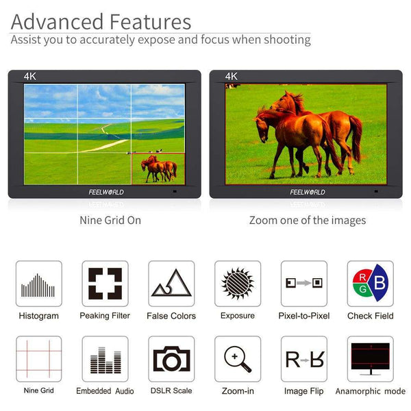 FEELWORLD FW703 7 INCH IPS 3G SDI DSLR CAMERA FIELD MONITOR FULL HD 1920X1200 4K HDMI VIDEO ASSIST - Feelworld