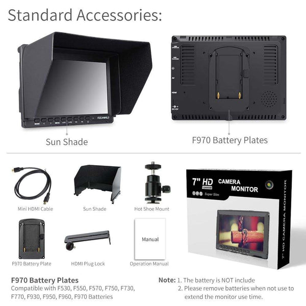 FEELWORLD FW759 7 INCH SLIM DSLR CAMERA FIELD MONITOR HD VIDEO ASSIST IPS 1280X800 4K HDMI AV - Feelworld