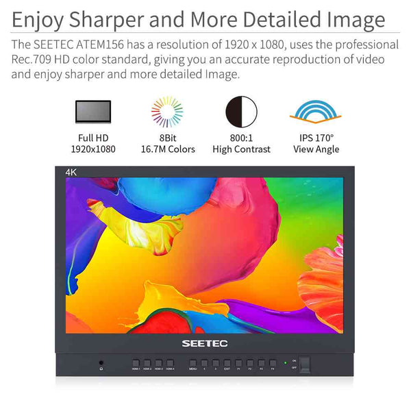 SEETEC ATEM156 15.6 INCH LIVE STREAMING BROADCAST MONITOR WITH 4 HDMI INPUT OUTPUT - Feelworld