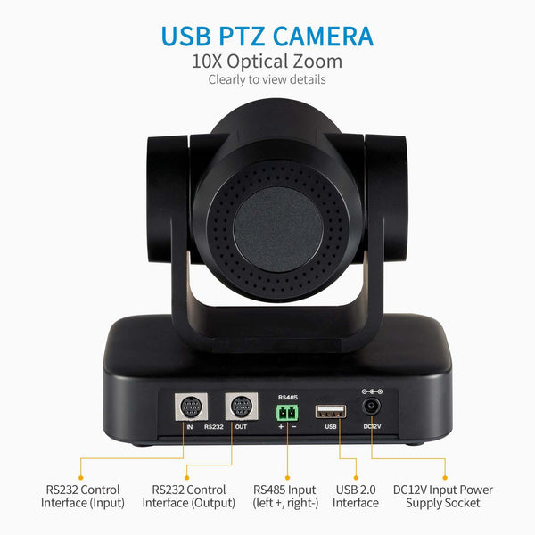 FEELWORLD USB10X VIDEO CONFERENCE USB PTZ CAMERA 10X OPTICAL ZOOM FULL HD 1080P FOR LIVE STREAMING - Feelworld