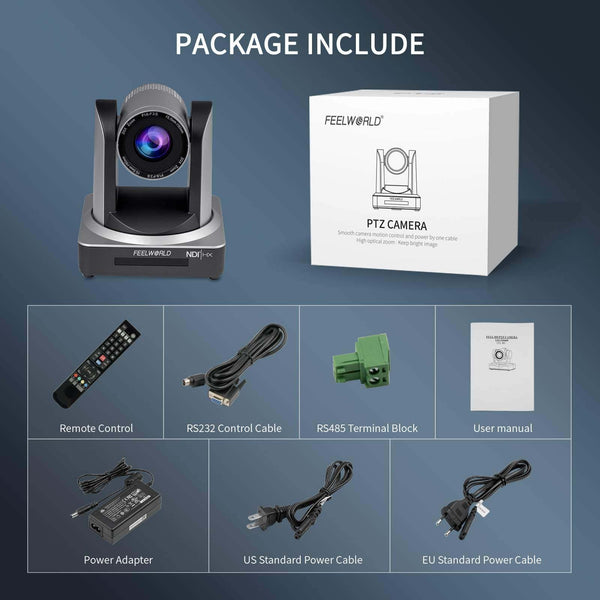 FEELWORLD NDI20X SIMULTANEOUS 3G-SDI HDMI NDI IP LIVE STREAMING PTZ CAMERA WITH 20X ZOOM SUPPORT POE - Feelworld