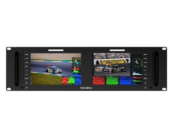 FEELWORLD D71 PLUS DUAL 7" 3RU RACK MOUNT MONITOR 4K HDMI SDI 1920X1200 IPS