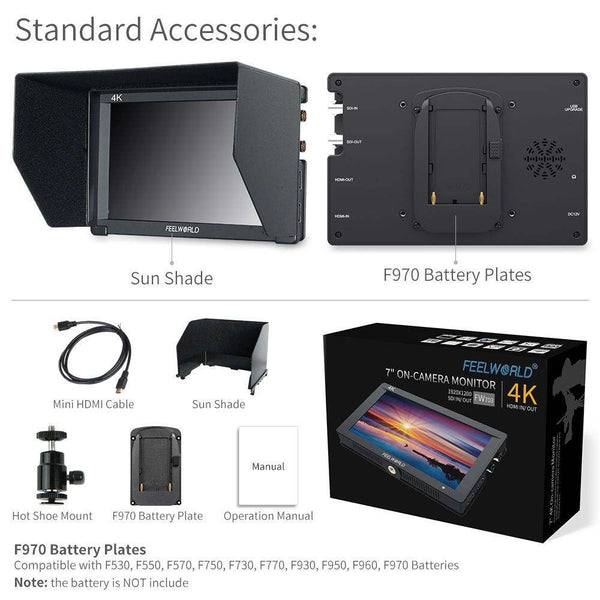 FEELWORLD FW703 7 INCH IPS 3G SDI DSLR CAMERA FIELD MONITOR FULL HD 1920X1200 4K HDMI VIDEO ASSIST - Feelworld