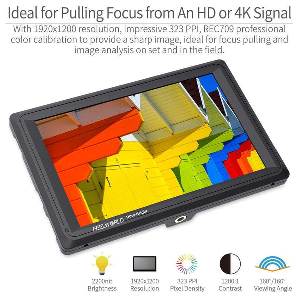 FEELWORLD FW279S 7 INCH ULTRA BRIGHT 2200NIT DAYLIGHT VIEWABLE DSLR CAMERA FIELD MONITOR SDI 4K HDMI - Feelworld