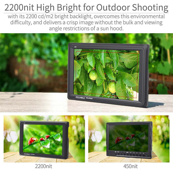 FEELWORLD FW279 7 INCH ULTRA BRIGHT 2200NIT DAYLIGHT VIEWABLE DSLR CAMERA FIELD MONITOR 4K HDMI - Feelworld