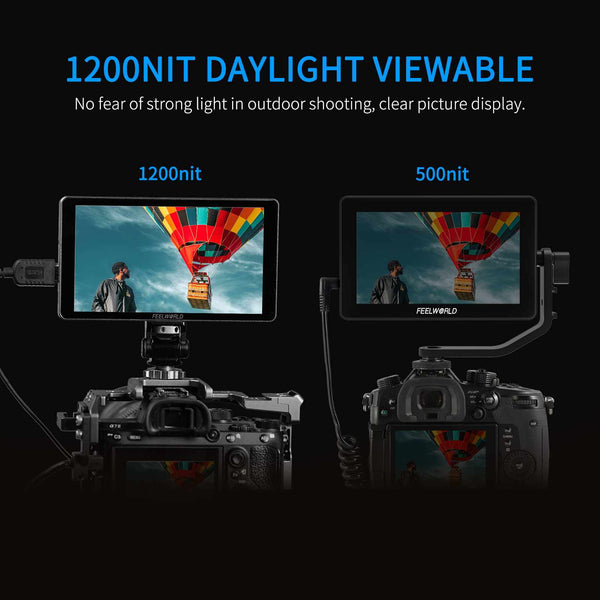 FEELWORLD P6XL 6 Inch 1200nit Built in Battery Aluminium DSLR Camera Field Monitor Touch Screen 4K HDMI