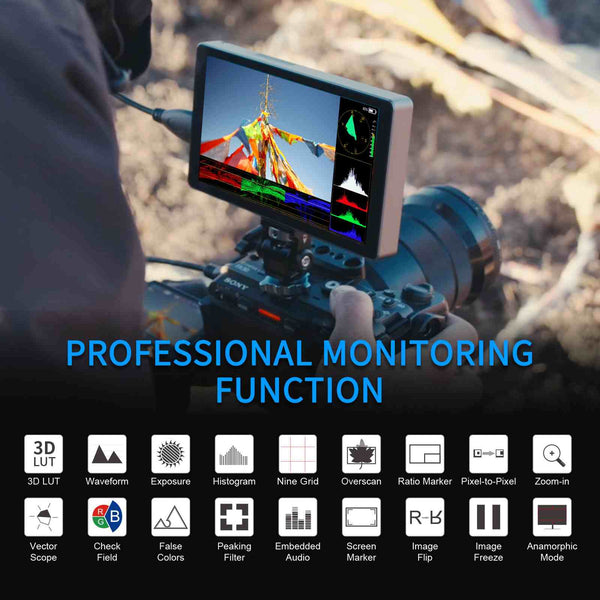 FEELWORLD P6XL 6 Inch 1200nit Built in Battery Aluminium DSLR Camera Field Monitor Touch Screen 4K HDMI