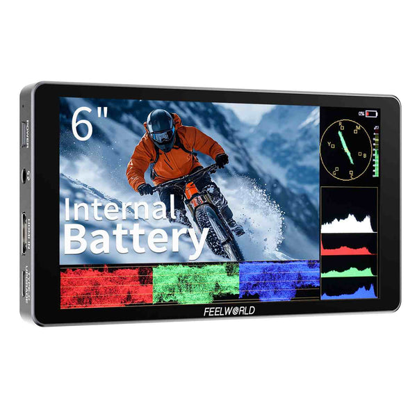 FEELWORLD P6XL 6 Inch 1200nit Built in Battery Aluminium DSLR Camera Field Monitor Touch Screen 4K HDMI