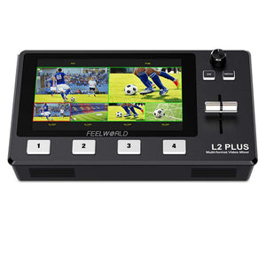FEELWORLD L2 PLUS MULTI CAMERA VIDEO MIXER SWITCHER 5.5" TOUCH PTZ CONTROL CHROMA KEY LIVE STREAMING - Feelworld