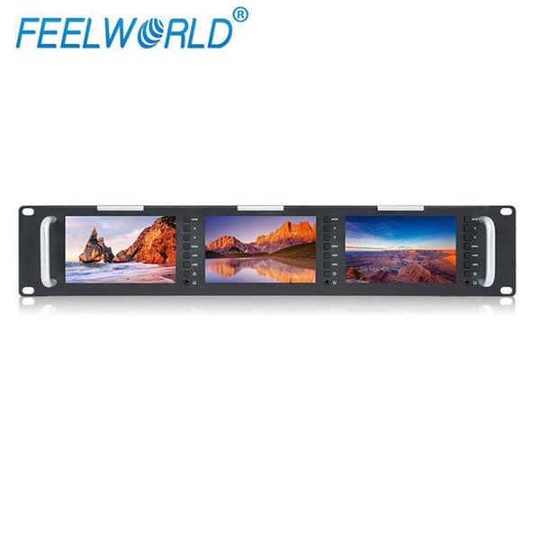FEELWORLD T51 TRIPLE 5 INCH 2RU LCD RACK MOUNT WITH SDI HDMI AV INPUT AND OUTPUT BROADCAST MONITORS - Feelworld