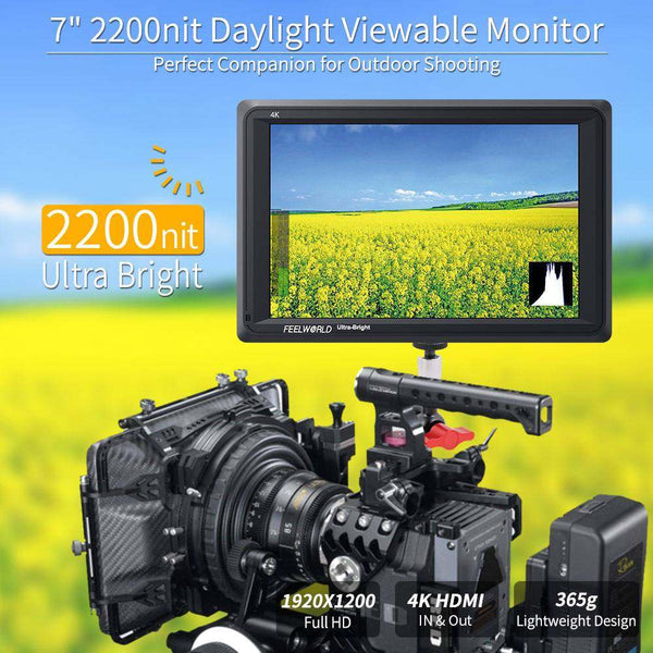 FEELWORLD FW279 7 INCH ULTRA BRIGHT 2200NIT DAYLIGHT VIEWABLE DSLR CAMERA FIELD MONITOR 4K HDMI - Feelworld
