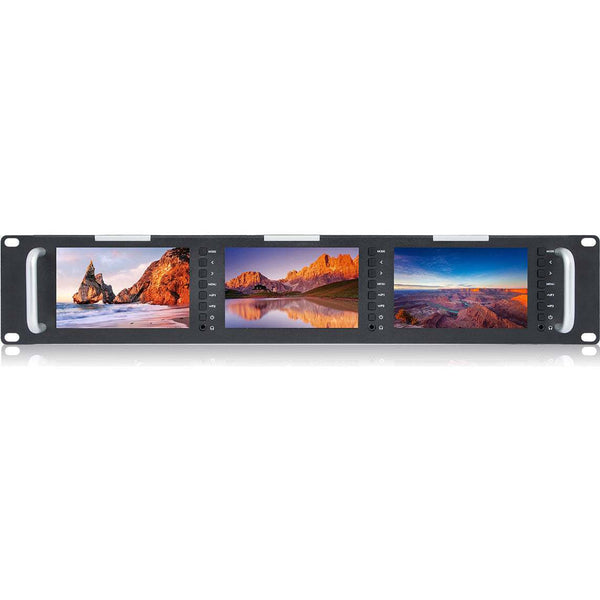 FEELWORLD T51-H TRIPLE 5 INCH 2RU LCD RACK MOUNT WITH SDI HDMI AV INPUT AND OUTPUT BROADCAST MONITORS - Feelworld