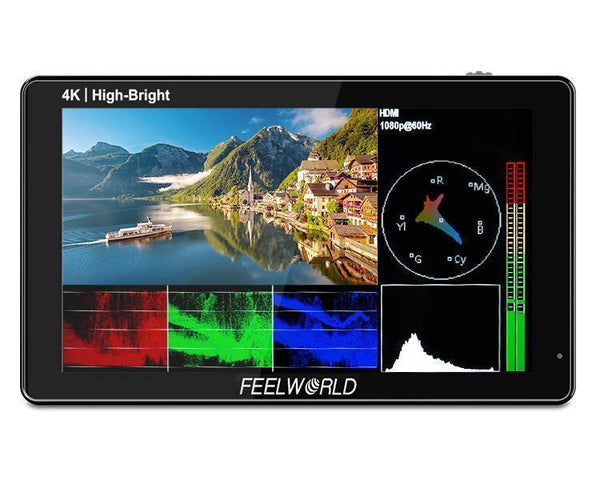 FEELWORLD LUT5E 5.5 INCH HIGH BRIGHTNESS 1600NIT TOUCH SCREEN DSLR CAMERA FIELD MONITOR F970 EXTERNAL POWER AND INSTALL KIT